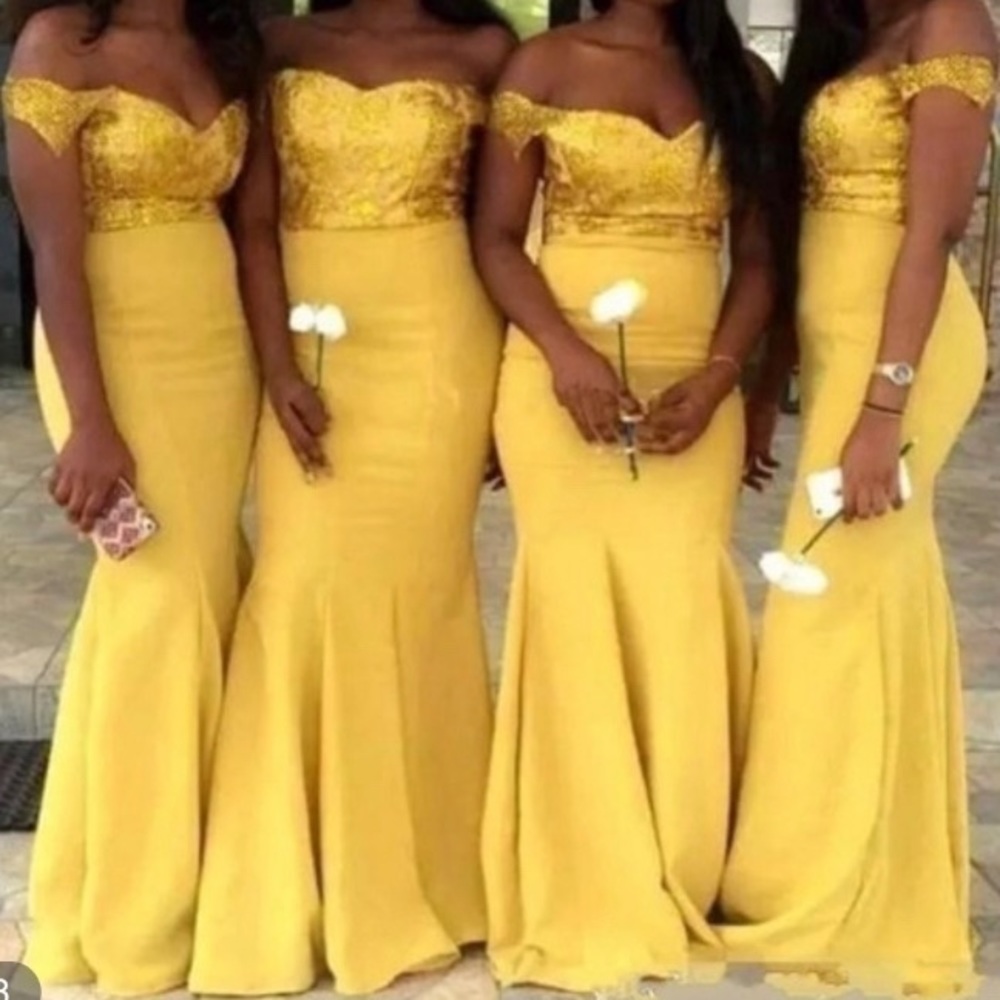 Yellow/Gold Mermaid Bridesmaid Dress Off Shoulder
